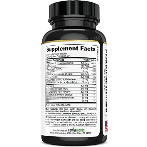 Revive Herbs Premium Thyroid Support with Ashwagandha, Iodine, Selenium, Magnesium Revive Herbs buy supplements canada