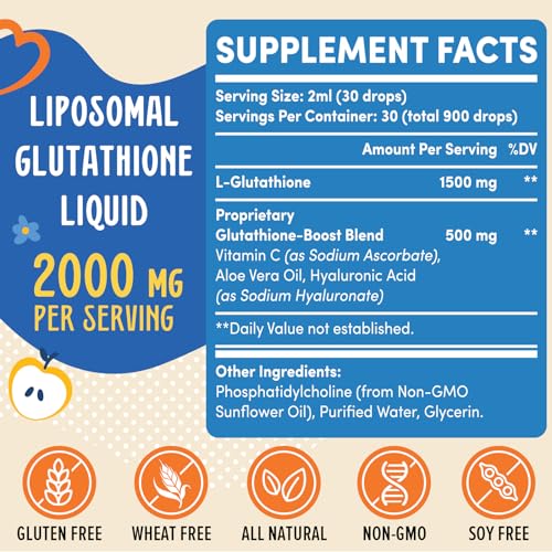 2000MG Liposomal Glutathione Liquid, 98% Absorption, Glutathione Liquid Supplement Prunucis buy supplements canada