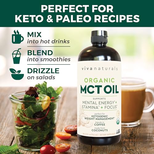 Viva Naturals Organic MCT Oil for Keto Coffee (32 fl oz) - Best MCT Oil Supplement Viva Naturals buy supplements canada