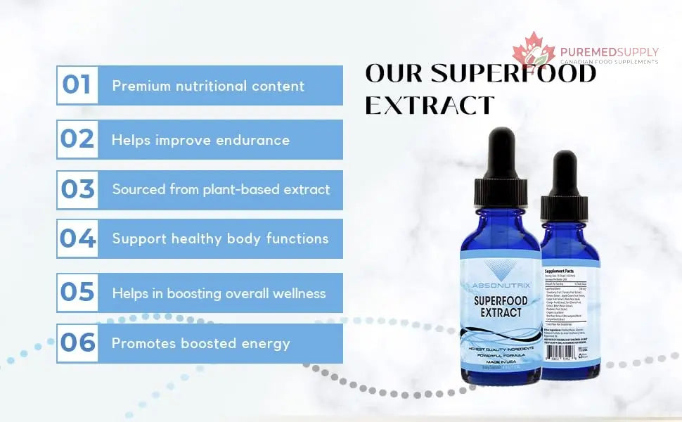 Absonutrix Superfood Extract 390 mg, 4 Oz Liquid, 302 Servings, Made in USA, Quick Absorption, Quality Potent Ingredients, Non-GMO, GMP Certified, Cruelty-Free Products Absonutrix buy supplements canada