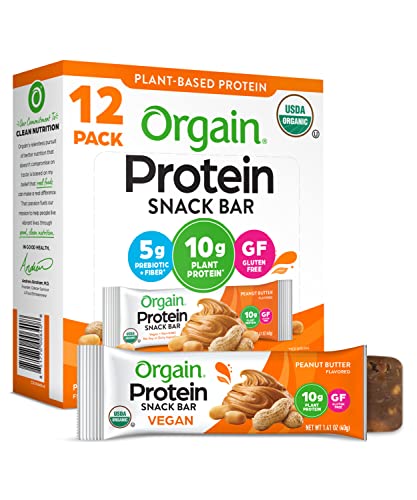 Orgain Organic Vegan Protein Bars, Peanut Butter - 10g Plant Based Protein Orgain buy supplements canada