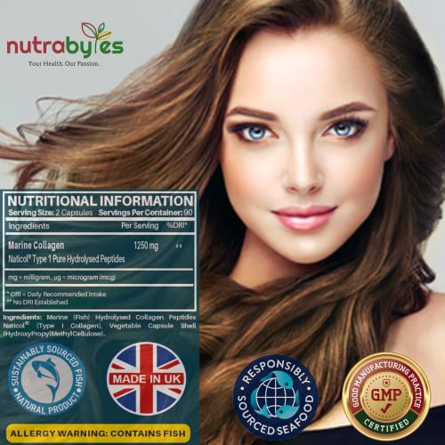 High Strength Marine Collagen Capsules - 1250mg Hydrolysed Collagen Supplement NUTRABYTES buy supplements canada