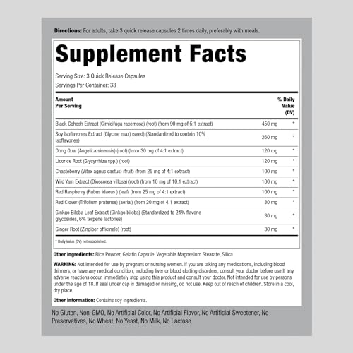 Menopause Supplement for Women | 100 Capsules | Advanced Support Formula | for Night Piping Rock buy supplements canada