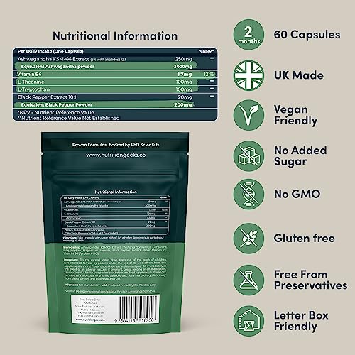 Ashwagandha KSM 66 Complex - 3000mg Enhanced with Amino Acids & Vitamin B6 Nutrition Geeks buy supplements canada