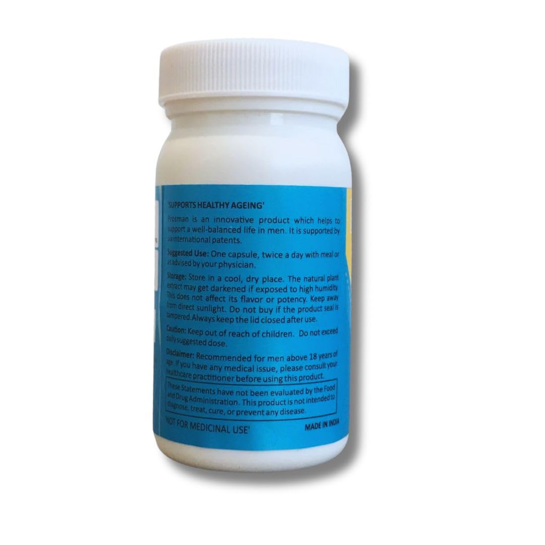 Prosman Supplement - Supports Healthy ageing & Improves Urinary Function | Patented Ingredient | Prunus domestica/pygeum (1Pack- 60 Capsules) PROSMAN buy supplements canada