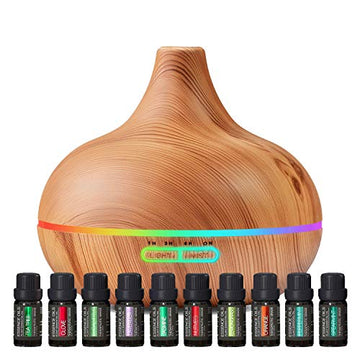 Ultimate Aromatherapy Diffuser & Essential Oil Set - Ultrasonic Top 10 Oils Modern with 4 Timer 7 Ambient Light Pure Daily Care buy supplements canada