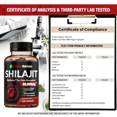 Pure Himalayan Shilajit Capsules Supplement (60,000mg+ Absorption Enhancer+50% Rainbow Nutrients, LLC buy supplements canada