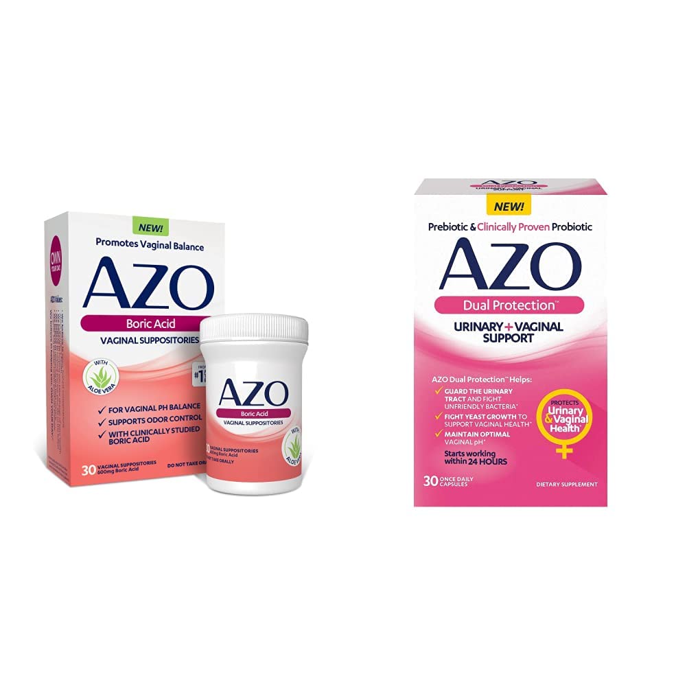 AZO Boric Acid Vaginal Suppositories, 30 Count + AZO Dual Protection, 30 Count, Urinary + Vaginal Support* AZO buy supplements canada