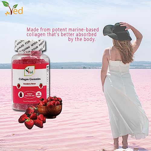 Ved Collagen Gummies; Chew Gummies Strawberry Flavour, Raw Unfiltered Collagen Gummies Ved buy supplements canada