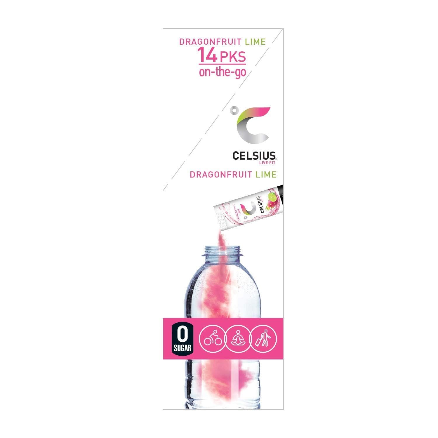 CELSIUS Dragonfruit Lime On-the-Go Powder Stick Packs, Zero Sugar 14 Count(Pack of 1) CELSIUS buy supplements canada