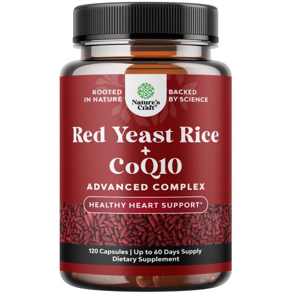 Natures Craft Red Yeast Rice with CoQ10 Supplement - Advanced Healthy Heart & Healthy Cholesterol Levels Formula for Men & Women - Red Yeast Rice Capsules with 1200 mg Natures Craft buy supplements canada