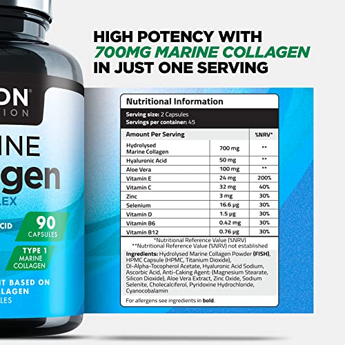 Marine Collagen Capsules 1400mg with Hyaluronic Acid, High Strength Collagen Supplement TDN buy supplements canada