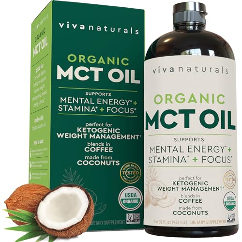 Viva Naturals Organic MCT Oil for Keto Coffee (32 fl oz) - Best MCT Oil Supplement Viva Naturals buy supplements canada