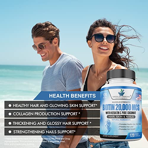 Biotin 20,000mcg with Keratin, Organic Coconut and Zinc, Hair Growth Supplements, Biotin American Standard Supplements buy supplements canada