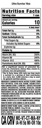 Monster Energy Ultra Sunrise, Sugar Free Energy Drink, 16 Fl Oz (Pack of 15) Monster Energy buy supplements canada