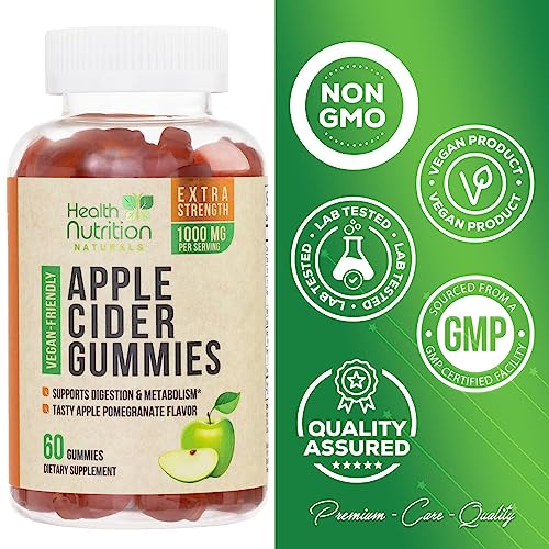 Vegan Apple Cider Vinegar Gummies | Max Strength 1000mg | ACV Supplement Gummy for Adults Health Nutrition Naturals buy supplements canada