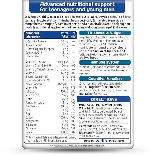 Wellteen by Vitabiotics Him Tablets x 30 Wellteen buy supplements canada