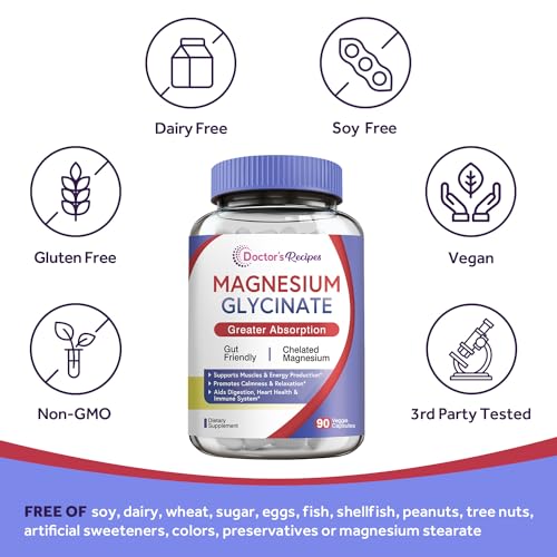 Doctor's Recipes Magnesium Glycinate for Men & Women, 100mg Elemental Mag, 90 Caps Doctor's Recipes buy supplements canada