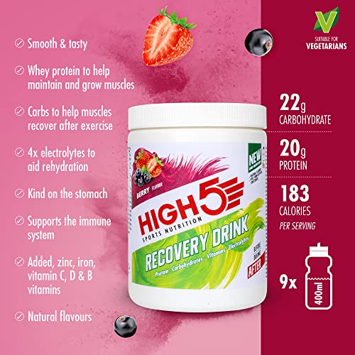 HIGH5 Recovery Drink | Whey Protein Isolate | Promotes Recovery | (Berry, 450g) HIGH5 buy supplements canada