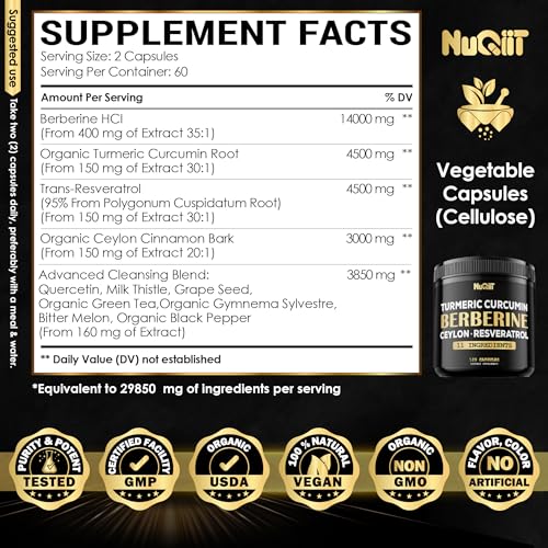 Berberine Supplement 14000mg Turmeric Curcumin 4500mg Trans-Resveratrol 4500mg Nuqiit buy supplements canada