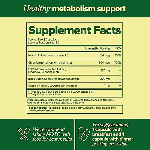 MOTO Metabolism Support for Women - Natural Energy, Curb Cravings, Healthy Metabolism - EGCG O Positiv buy supplements canada
