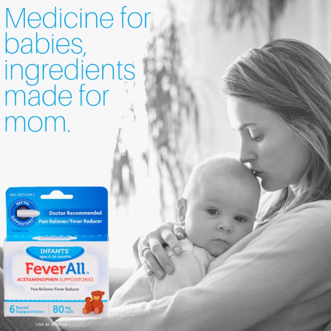 Feverall Infant Acetaminophen Suppositories 6 Rectal Suppositories 80mg Each Pain Reliever/Fever Reducer. Paraben Free, No Artificial Colors or Other preservatives. Ages 6-36 Months (Pack of 2) Feverall buy supplements canada