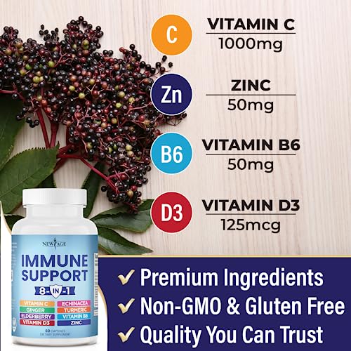 NEW AGE 8 in 1 Immune Support Booster Supplement with Echinacea, Vitamin C and Zinc NEW AGE buy supplements canada