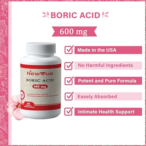 NewVue Boric Acid Vaginal Suppositories - 100% Pure Made in USA - Intimate Health Support (30 Count) NewVue buy supplements canada
