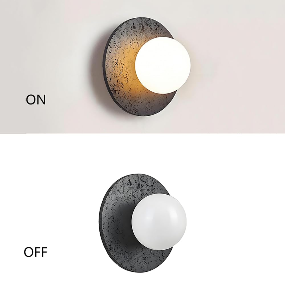 BFFGKGL Modern Natural Black Travertine Hallway Wall Sconce Nordic Creativity Round Transmittance Glass Bedside Wall Light Japanese Minimalist Aisle Wall Lamp For Living Room Stairs Living Room Balcon BFFGKGL buy supplements canada