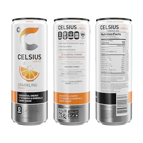 CELSIUS Sparkling Orange, Functional Essential Energy Drink 12 Fl Oz (Pack of 12) CELSIUS buy supplements canada
