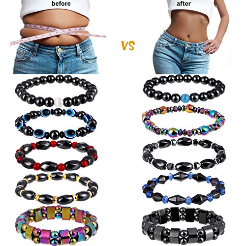 Hicarer 10 Pieces Magnetic Hematite Bracelets for Men Women Magnetic Bracelet Rock Hicarer buy supplements canada