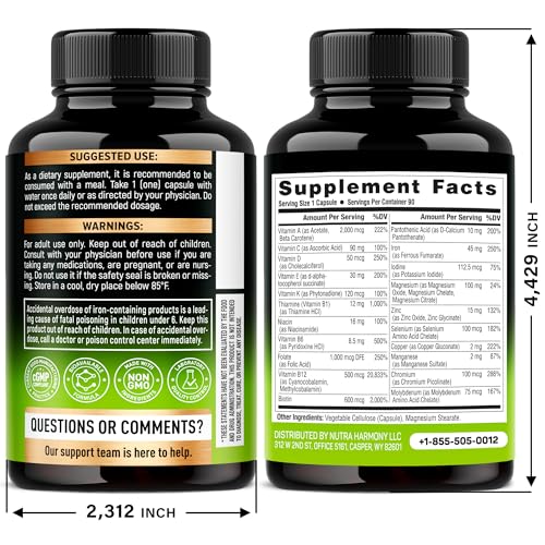 Bariatric Multivitamin - 45 mg Iron Supplements - Made in USA - for Women & Men - All-in-One, 21 Essential Vitamins - Gastric Sleeve Support NUTRAHARMONY buy supplements canada