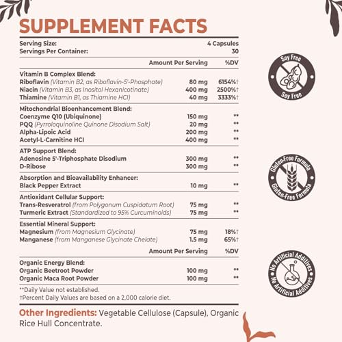 Resciency 2326 MG Mitochondrial Supplements with ATP, Vitamins, CoQ10 & PQQ, More Effective Than Creatine HMB & Nitric Oxide, Energy, Endurance, Strength, Recovery & Muscle, Organic, 120 Capsules Resciency buy supplements canada