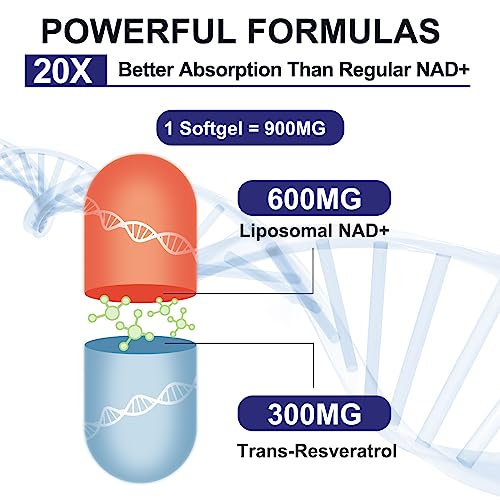 inGreens 900mg Liposomal NAD+ Supplement with 300mg Trans Resveratrol - Superior Absorption, Replaces NMN, Boost NAD+ for DNA Repair, Energy & Longevity, Aging Defense, 60 Softgels inGreens buy supplements canada