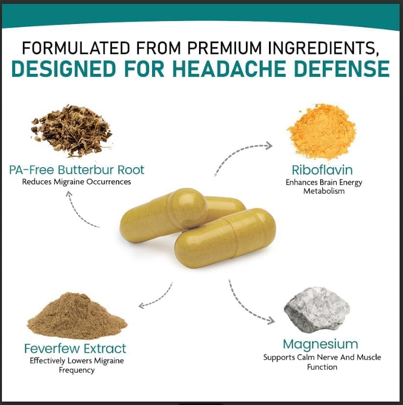 Nature's Nectar Migraine Prevention Feverfew Capsules – PA Free Butterbur Root, Riboflavin 400 mg, Magnesium & Feverfew – Natural Headache Relief & Migraine Supplement – 120 Capsules Nature's Nectar buy supplements canada
