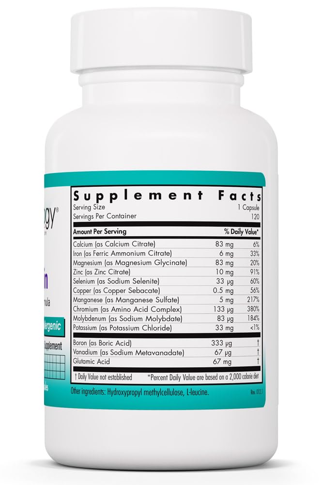 NutriCology MultiMin - Essential Mineral Blend with Macro Trace & Ultra Trace Minerals - Supports Mineral Balance Absorption & Cellular Function - 120 Servings - 120 Vegetarian Capsules Allergy Research Group buy supplements canada