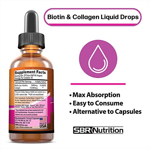 SBR Nutrition Biotin and Collagen Liquid Drops Daily Food Supplement, Vitamins SBR Nutrition buy supplements canada