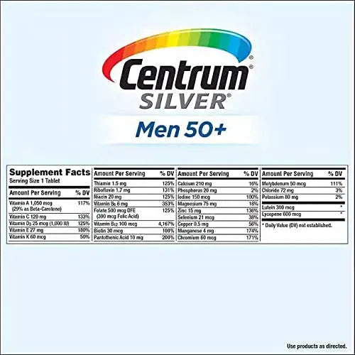 Centrum Men 50+ Multivitamin Tablet Age 50 and Older 275ct Centrum buy supplements canada