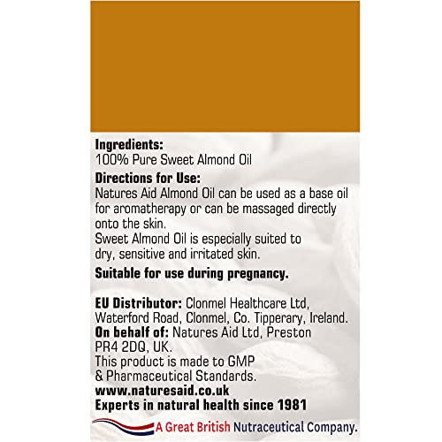 Natures Aid Almond Oil, Pure, Sweet Almond Oil, Massage Oil, Suited to Dry, Sensitive Skin natures aid buy supplements canada
