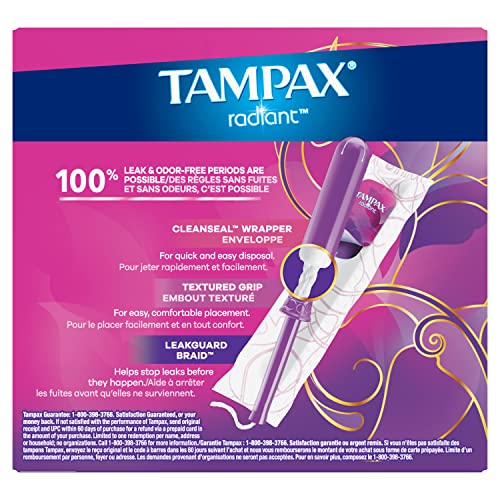 Tampax Radiant Tampons, Super Absorbency, With Leakguard Braid, Unscented, 28 Count Tampax buy supplements canada