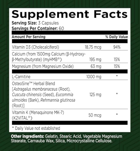 Green Valley Naturals Bone & Muscle Defense Supplement – Bone Health, Muscle Support & Joint Mobility Formula with MyHMB, Magnesium, Vitamin D3 & L-Carnitine for Daily Wellness, 60 Capsules GREEN VALLEY NATURALS buy supplements canada