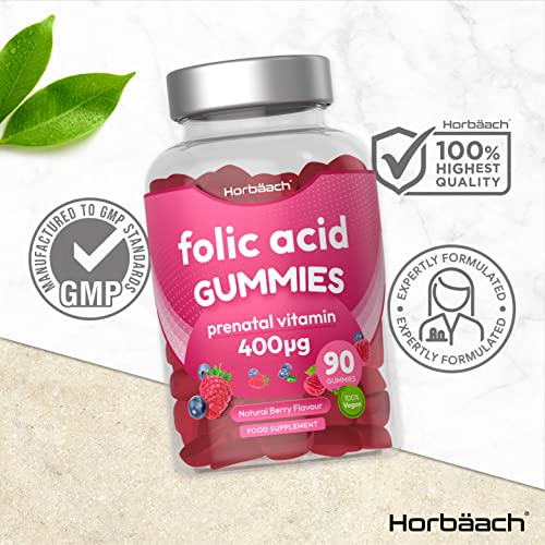 Folic Acid Gummies 400 mcg | 90 Count | Natural Berry Flavour | High Strength Prenatal Horbäach buy supplements canada