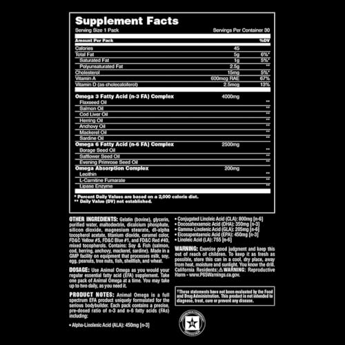 Animal Omega – Omega 3 & 6 Supplement – Fish Oil, Flaxseed Oil, Salmon Oil, Cod Liver Animal buy supplements canada