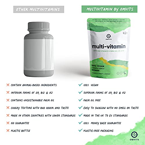 Vegan Multivitamins & Minerals - With High Strength Vitamin B12, D3, K2 & Iron Omvits buy supplements canada