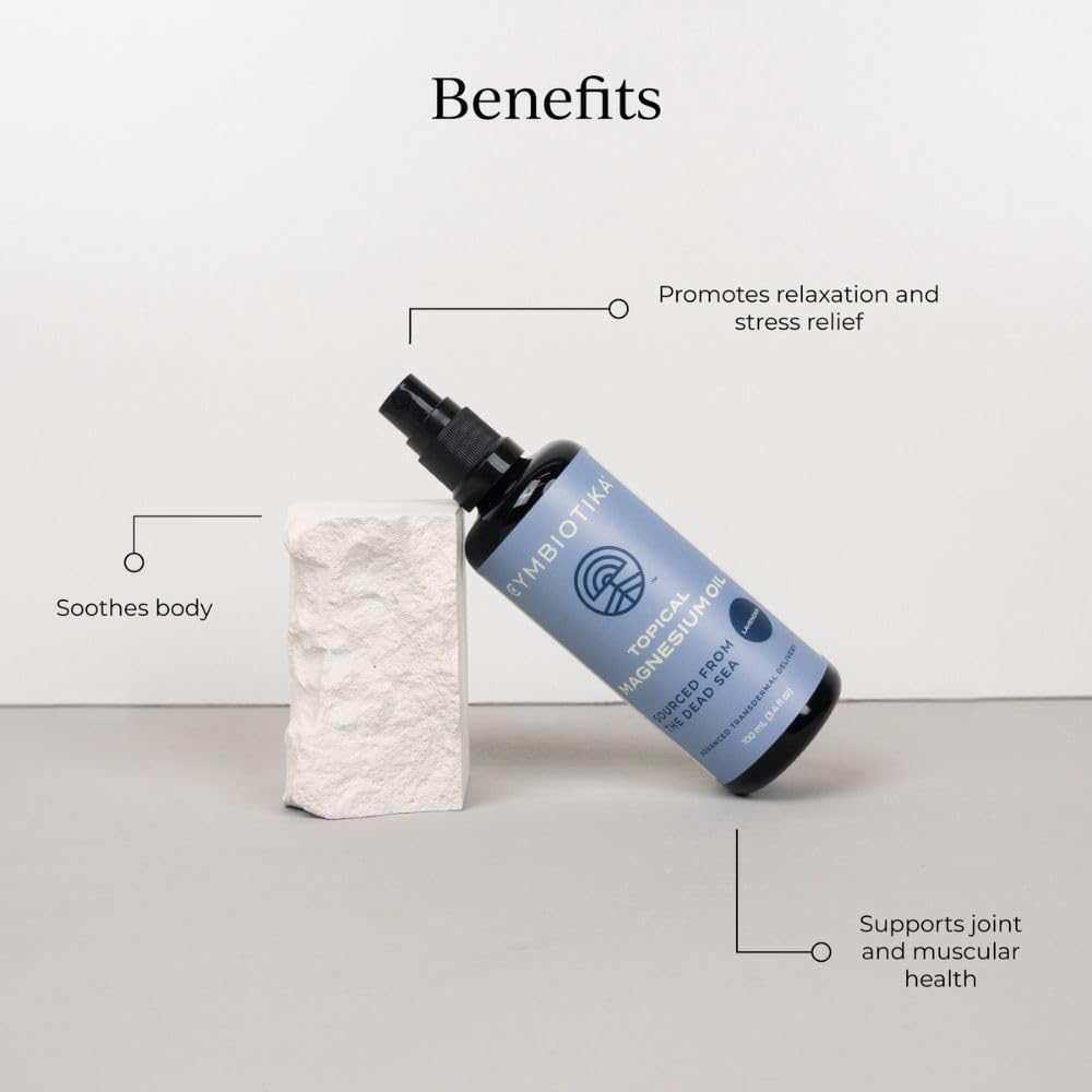 CYMBIOTIKA Topical Magnesium Oil Spray for Body, USA Made, Supplement for Leg Cramps, Muscle, Joint Health & Sleep Support, Includes Magnesium Chloride, Lavender Extract, Aloe Vera - Skin Applicator CYMBIOTIKA buy supplements canada