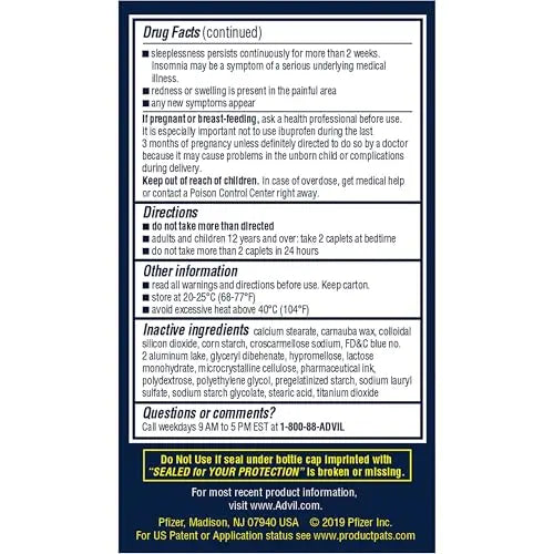 Advil PM Pain Reliever and Nighttime Sleep Aid, Ibuprofen for Pain Relief and Diphenhydramine Citrate for a Sleep Aid - 120 Coated Caplets and Pain Reliever and Fever Reducer, 10 Count Tablets Advil buy supplements canada