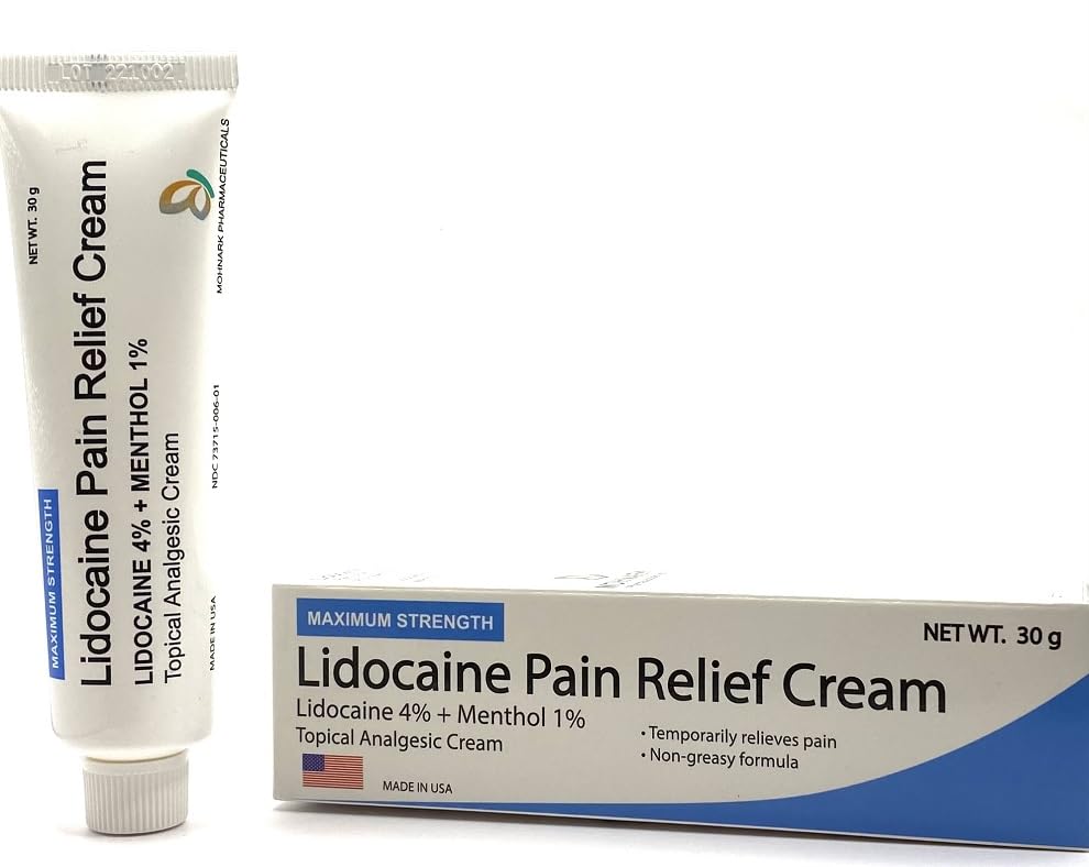 MOHNARK Pain Relief Cream with Lidocaine 4% and 1% Menthol | Includes Vitamin E | Numbs Away Pain Faster | Non-Greasy MOHNARK buy supplements canada