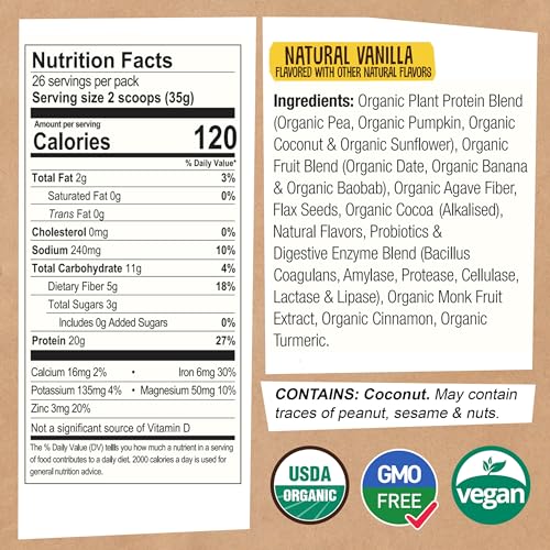 EarthChimp Organic Vegan Protein Powder - with Probiotics - Non GMO, Dairy Free EarthChimp buy supplements canada