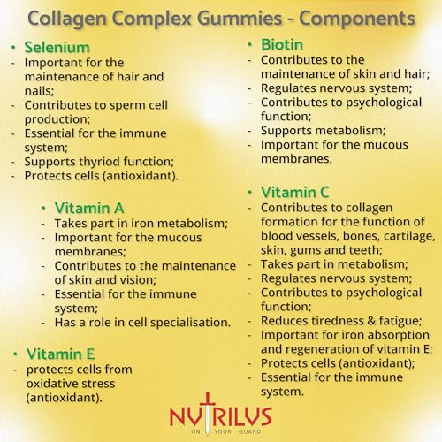 Collagen Complex 90 Natural Pineapple Gummies 500mg - Large Pack - with Biotin & Selenium Nutrilus buy supplements canada