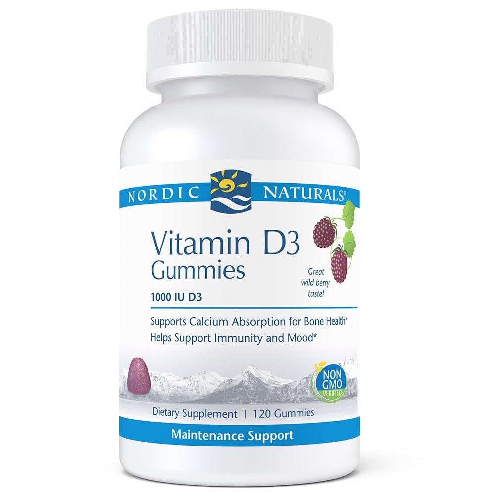 Nordic Naturals Pro Vitamin D3 Gummies, Wild Berry - 120 Gummies - 1000 IU Vitamin D3 - Great Taste - Healthy Bones, Mood & Immune System Function - Non-GMO - 120 Servings Nordic Naturals buy supplements canada